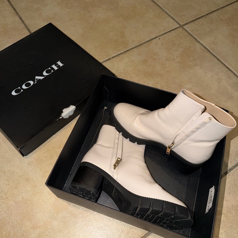 Coach Women's Off-White Ankle Booties